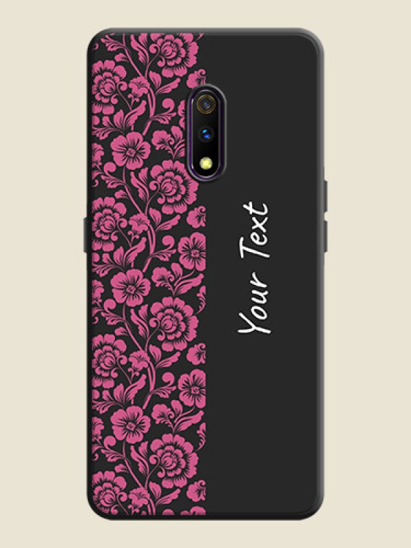 Custom Pink Floral Pattern Design With Custom Text On Space Black Personalized Soft Matte Phone Covers -Oppo K3 - alternate view