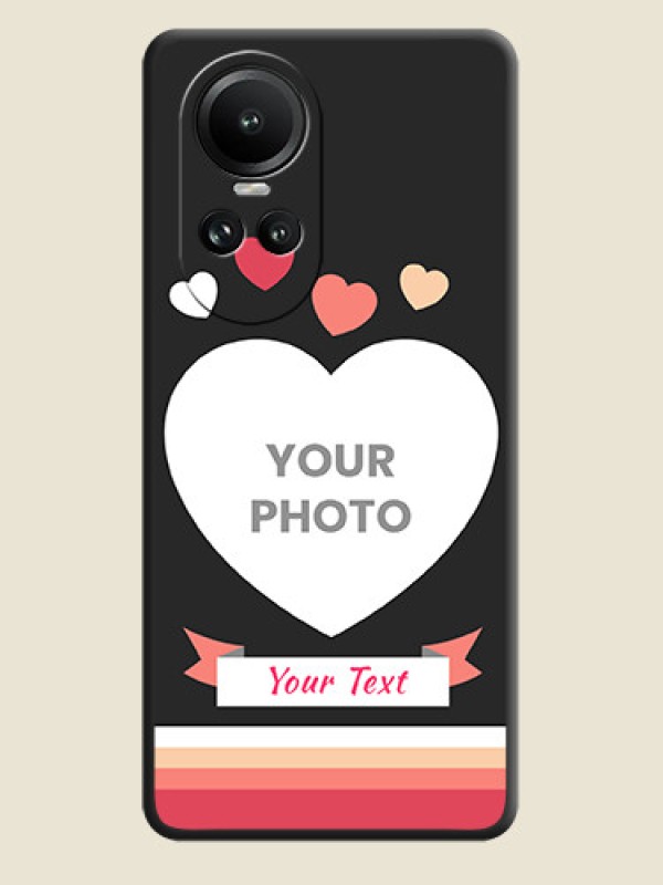 Custom Love Shaped Photo with Colorful Stripes on Personalised Space Black Soft Matte Cases - Reno 10 5G - alternate view
