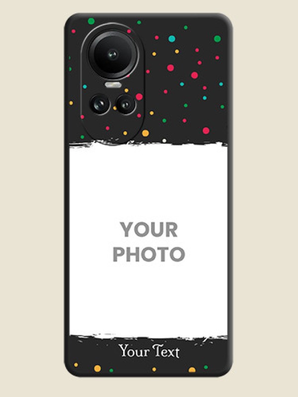 Custom Multicolor Dotted Pattern with Text on Space Black Custom Soft Matte Phone Back Cover - Reno 10 5G - alternate view