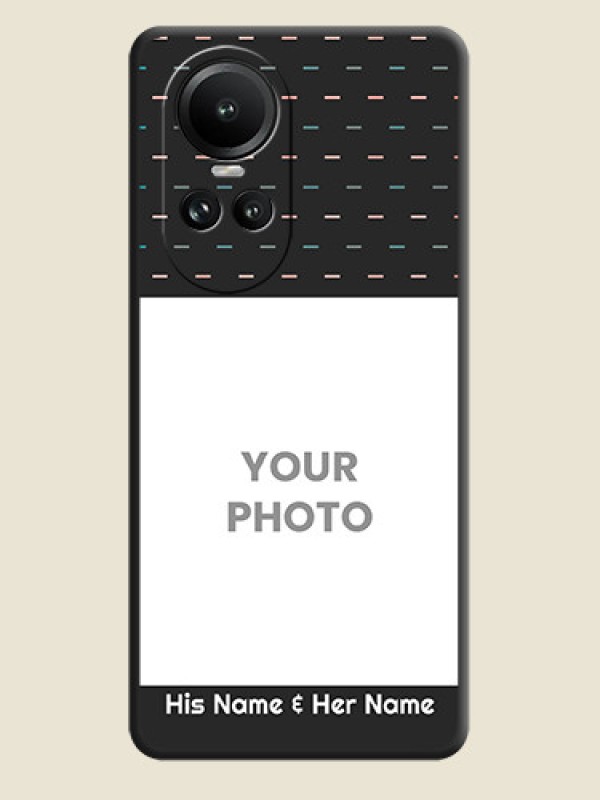 Custom Line Pattern Design with Text on Space Black Custom Soft Matte Phone Back Cover - Reno 10 5G - alternate view