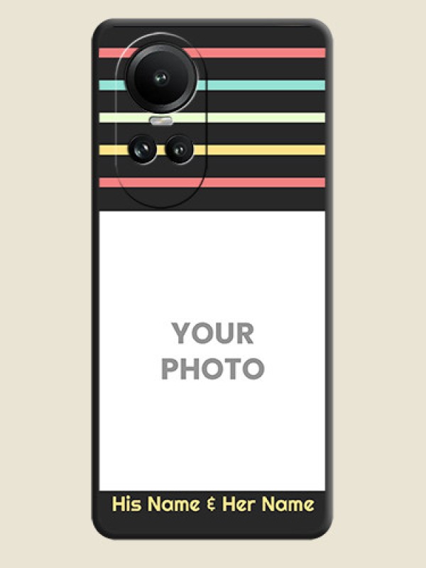 Custom Color Stripes with Photo and Text - Photo on Space Black Soft Matte Mobile Case - Reno 10 5G - alternate view