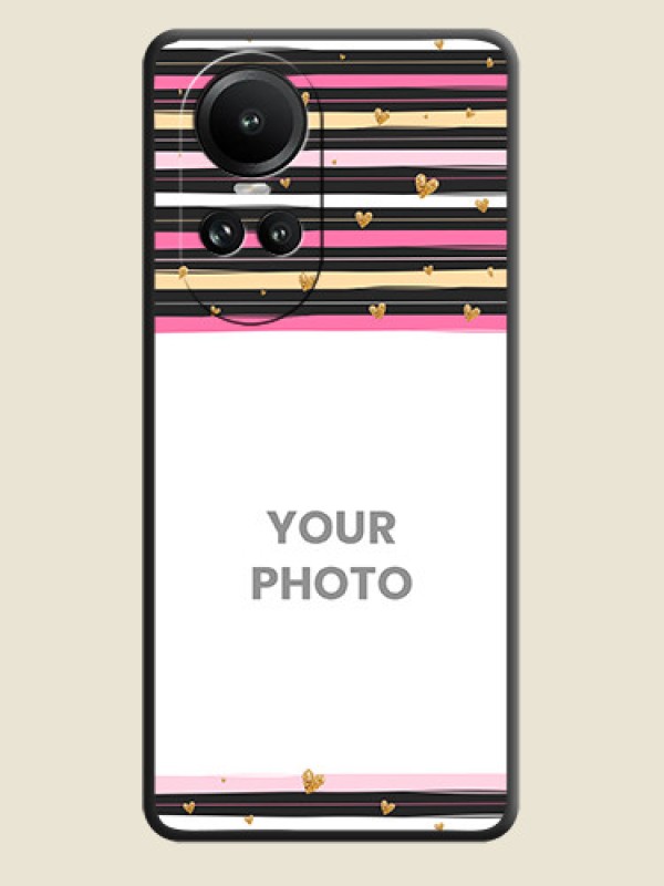 Custom Multicolor Lines and Golden Love Symbols Design - Photo on Space Black Soft Matte Mobile Cover - Reno 10 Pro 5G - alternate view