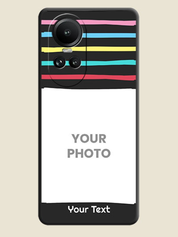 Custom Multicolor Lines with Image on Space Black Personalized Soft Matte Phone Covers - Reno 10 Pro 5G - alternate view