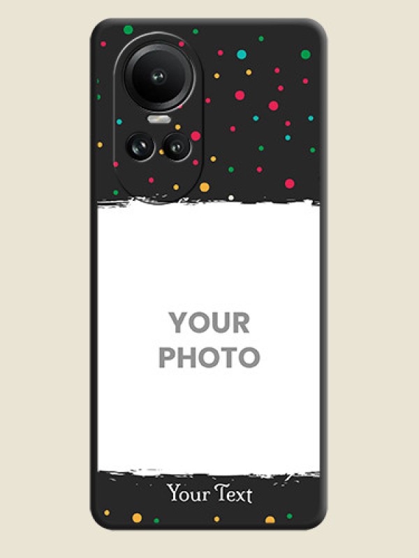 Custom Multicolor Dotted Pattern with Text on Space Black Custom Soft Matte Phone Back Cover - Reno 10 Pro 5G - alternate view