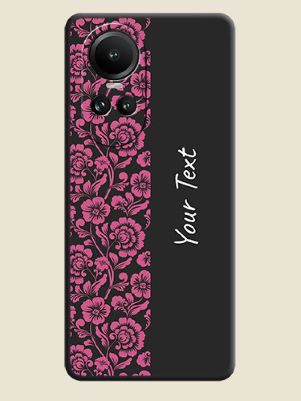 Custom Pink Floral Pattern Design With Custom Text On Space Black Personalized Soft Matte Phone Covers - Reno 10 Pro 5G - alternate view