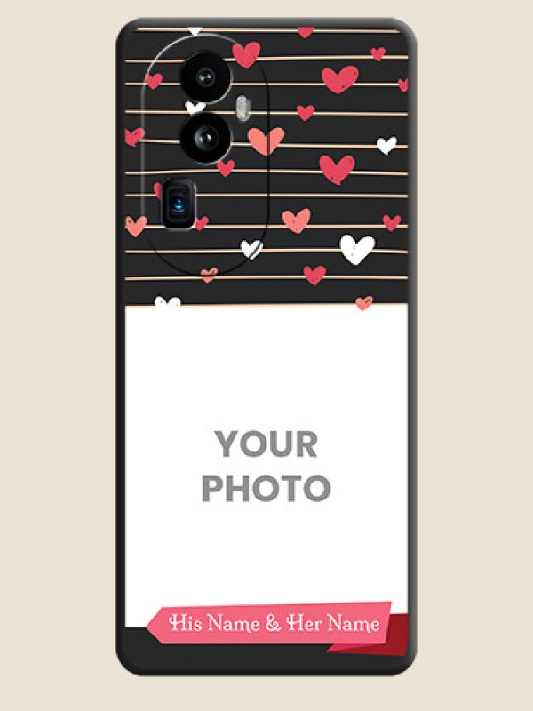 Custom Love Pattern with Name on Pink Ribbon - Photo on Space Black Soft Matte Back Cover - Reno 10 Pro Plus 5G - alternate view