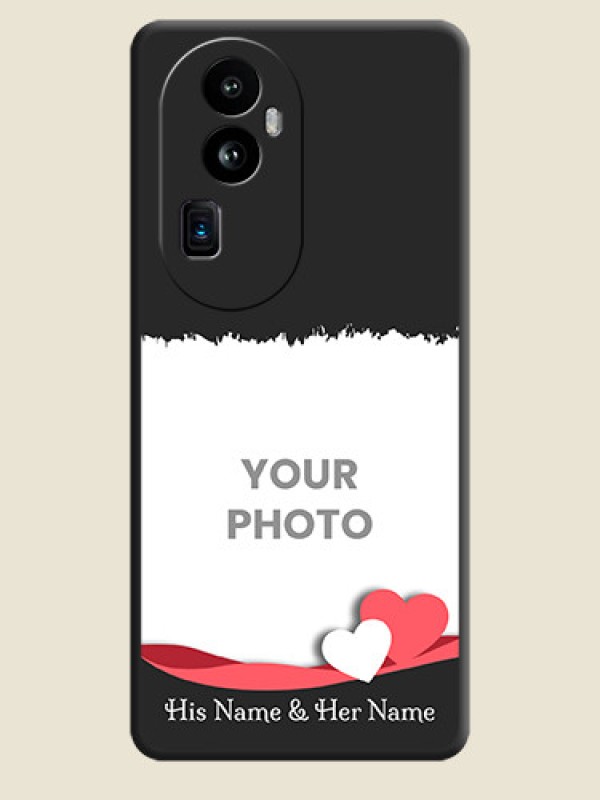 Custom Pink Color Love Shaped Ribbon Design with Text on Space Black Custom Soft Matte Phone Back Cover - Reno 10 Pro Plus 5G - alternate view