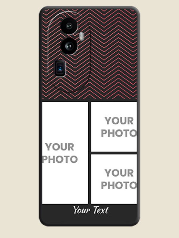 Custom Wave Pattern with 3 Image Holder on Space Black Custom Soft Matte Back Cover - Reno 10 Pro Plus 5G - alternate view
