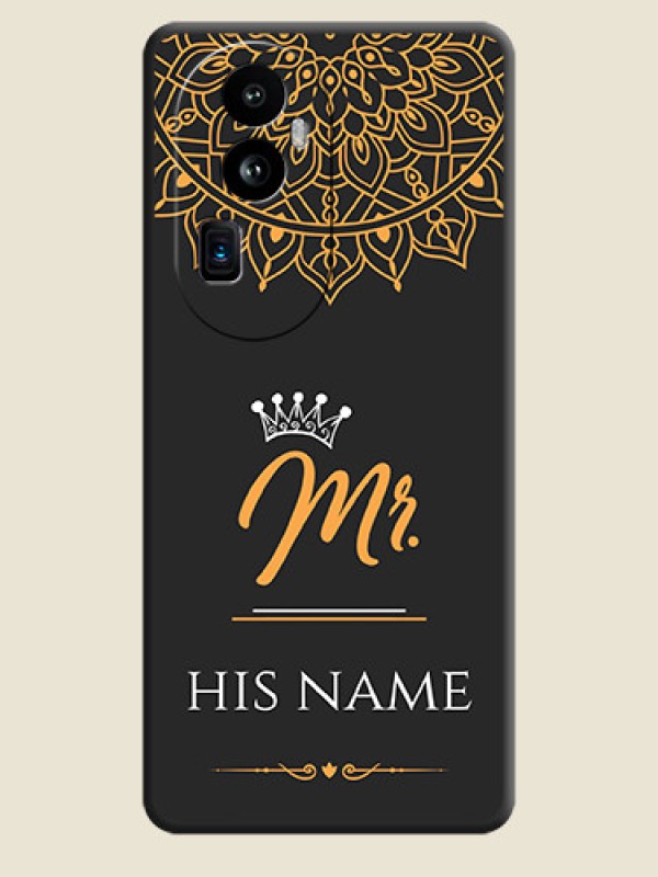 Custom Mr Name with Floral Design on Personalised Space Black Soft Matte Cases - Reno 10 Pro Plus 5G - alternate view