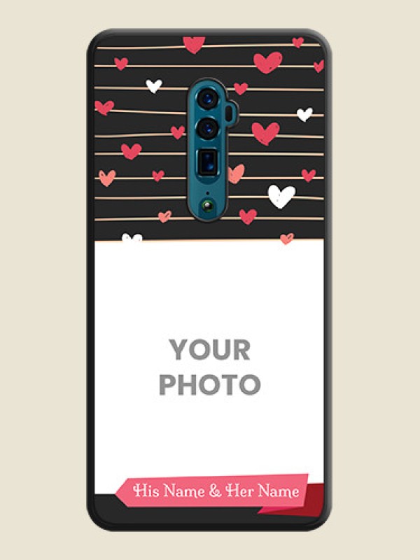 Custom Love Pattern with Name on Pink Ribbon on Photo on Space Black Soft Matte Back Cover - Oppo Reno 10X Zoom - alternate view