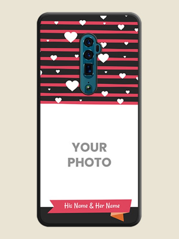 Custom White Color Love Symbols with Pink Lines Pattern on Space Black Custom Soft Matte Phone Cases - Oppo Reno 10X Zoom - alternate view