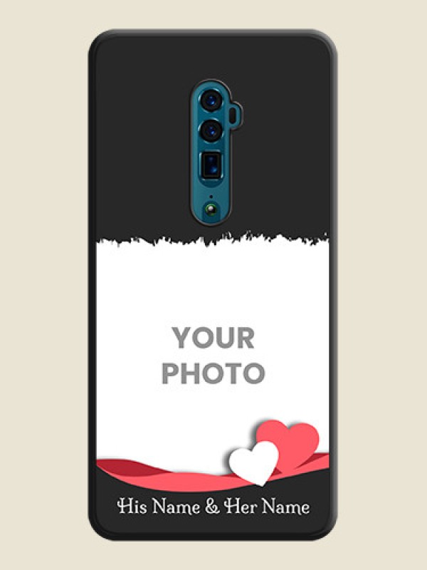 Custom Pin Color Love Shaped Ribbon Design with Text on Space Black Custom Soft Matte Phone Back Cover - Oppo Reno 10X Zoom - alternate view