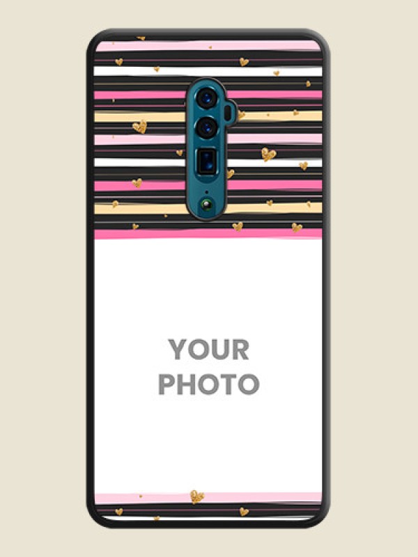 Custom Multicolor Lines and Golden Love Symbols Design on Photo on Space Black Soft Matte Mobile Cover - Oppo Reno 10X Zoom - alternate view