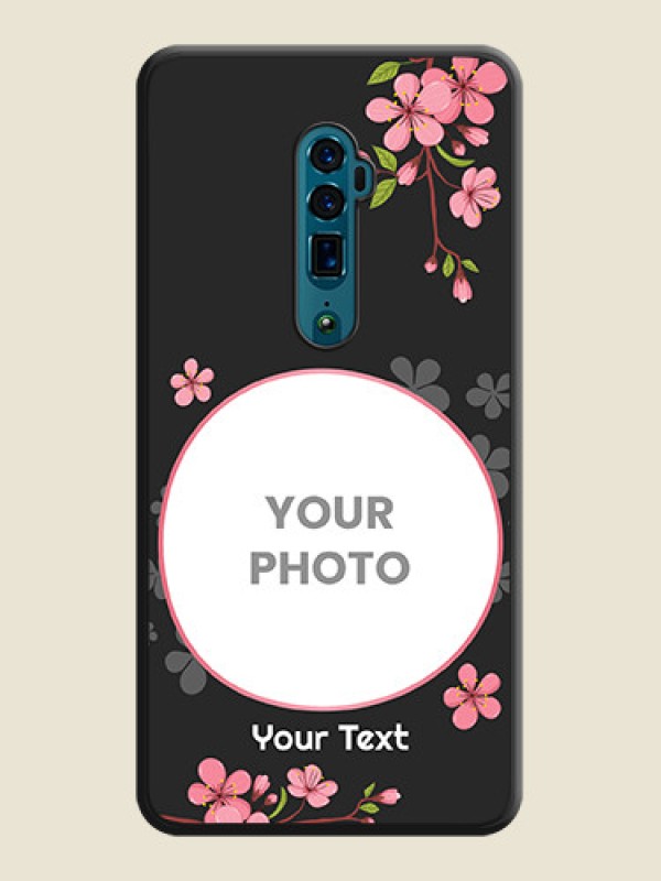 Custom Round Image with Pink Color Floral Design on Photo on Space Black Soft Matte Back Cover - Oppo Reno 10X Zoom - alternate view