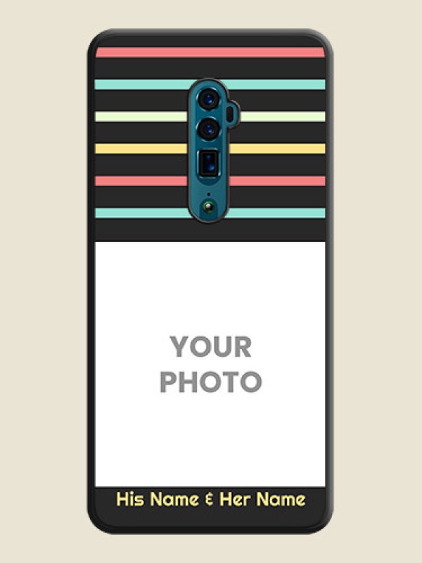 Custom Color Stripes with Photo and Text on Photo on Space Black Soft Matte Mobile Case - Oppo Reno 10X Zoom - alternate view