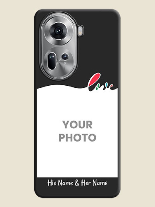 Custom Fall in Love Pattern with Picture - Photo on Space Black Soft Matte Mobile Case - Reno 11 5G - alternate view