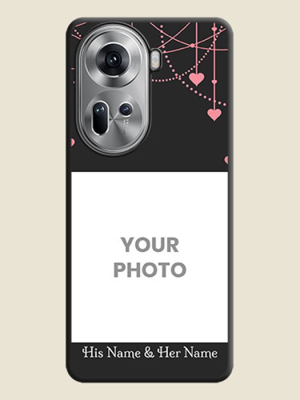 Custom Pink Love Hangings with Text on Space Black Custom Soft Matte Back Cover - Reno 11 5G - alternate view