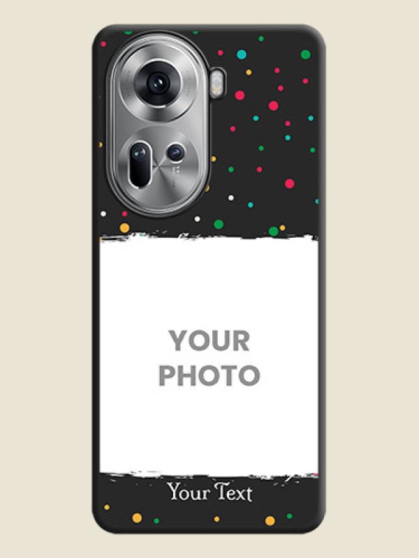 Custom Multicolor Dotted Pattern with Text on Space Black Custom Soft Matte Phone Back Cover - Reno 11 5G - alternate view