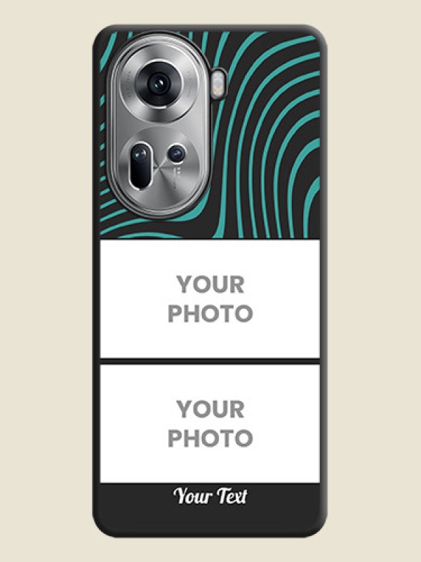 Custom Wave Pattern with 2 Image Holder on Space Black Personalized Soft Matte Phone Covers - Reno 11 5G - alternate view