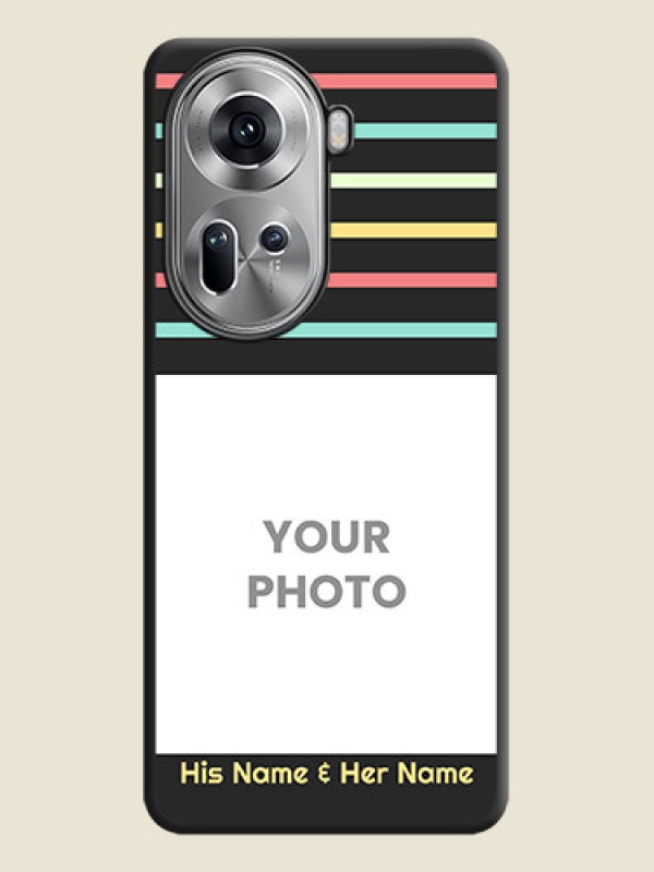 Custom Color Stripes with Photo and Text - Photo on Space Black Soft Matte Mobile Case - Reno 11 5G - alternate view