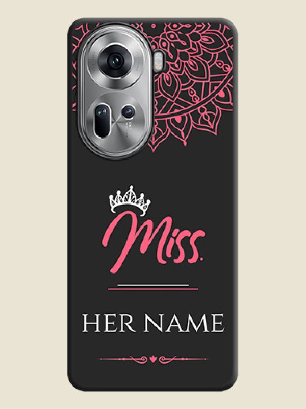 Custom Mrs Name with Floral Design on Space Black Personalized Soft Matte Phone Covers - Reno 11 5G - alternate view