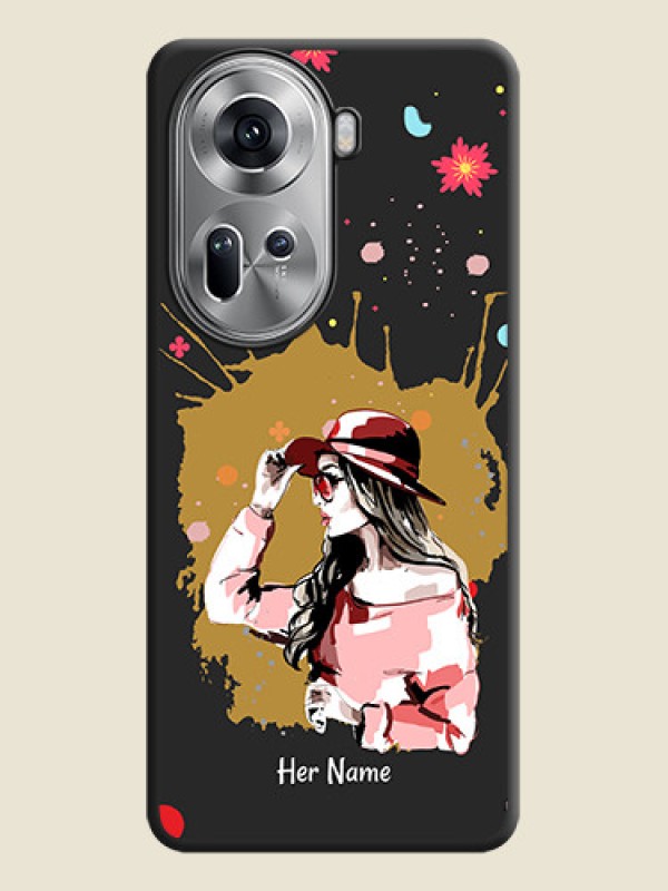 Custom Mordern Lady With Color Splash Background With Custom Text On Space Black Personalized Soft Matte Phone Covers - Reno 11 5G - alternate view