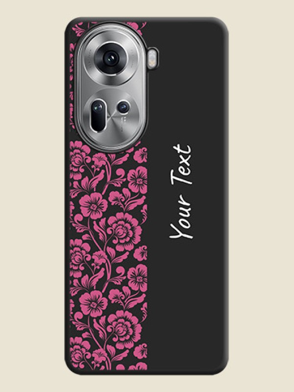 Custom Pink Floral Pattern Design With Custom Text On Space Black Personalized Soft Matte Phone Covers - Reno 11 5G - alternate view
