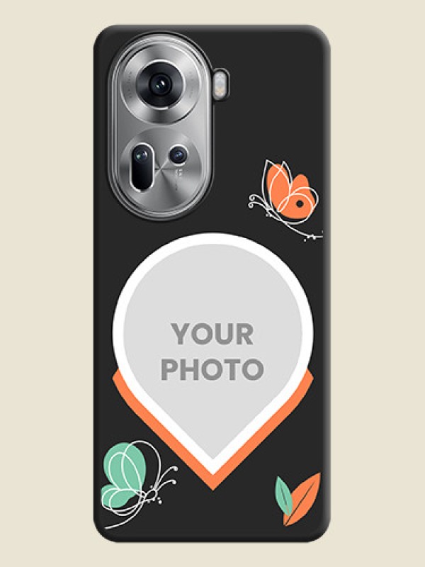 Custom Upload Pic With Simple Butterly Design On Space Black Personalized Soft Matte Phone Covers - Reno 11 5G - alternate view