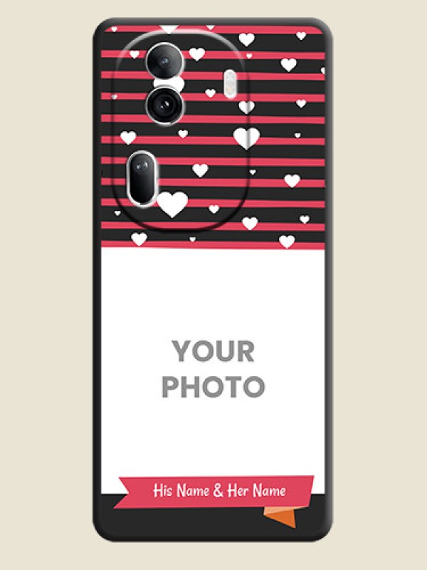 Custom White Color Love Symbols with Pink Lines Pattern on Space Black Custom Soft Matte Phone Cases - Reno 11 Pro 5G - alternate view