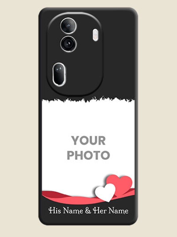 Custom Pink Color Love Shaped Ribbon Design with Text on Space Black Custom Soft Matte Phone Back Cover - Reno 11 Pro 5G - alternate view