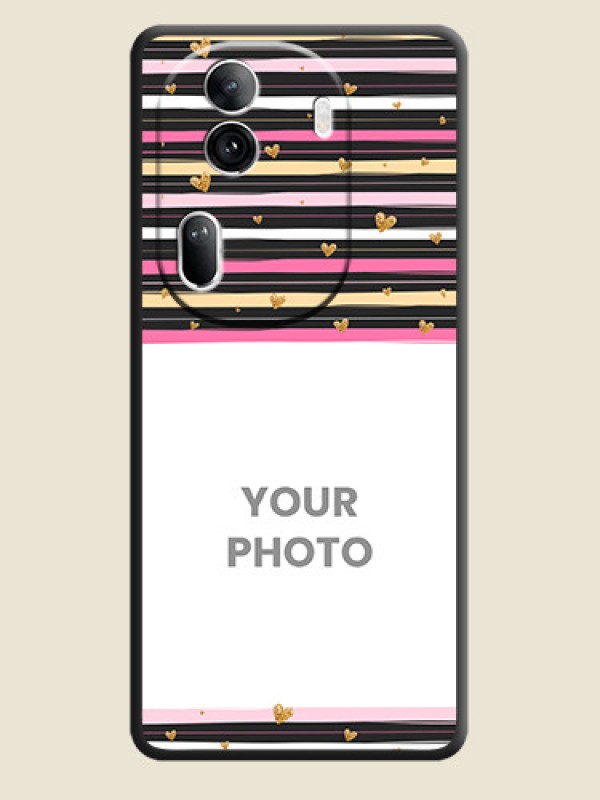 Custom Multicolor Lines and Golden Love Symbols Design - Photo on Space Black Soft Matte Mobile Cover - Reno 11 Pro 5G - alternate view