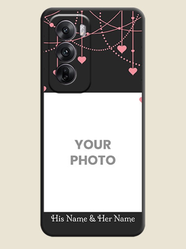 Custom Pink Love Hangings with Text On Space Black Custom Soft Matte Mobile Back Cover - Oppo Reno 12 5G - alternate view