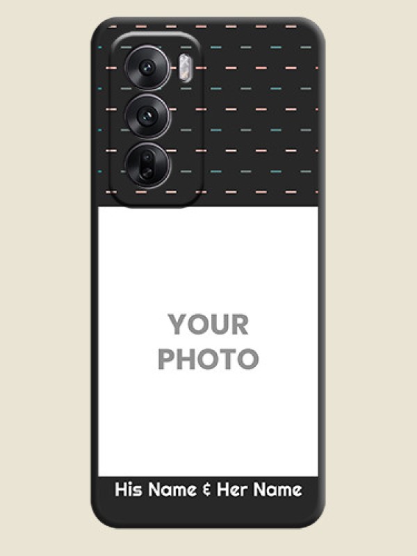 Custom Line Pattern Design with Text On Space Black Custom Soft Matte Mobile Back Cover - Oppo Reno 12 5G - alternate view