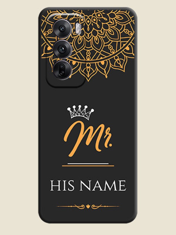 Custom Mr Name with Floral Design On Space Black Custom Soft Matte Mobile Back Cover - Oppo Reno 12 5G - alternate view