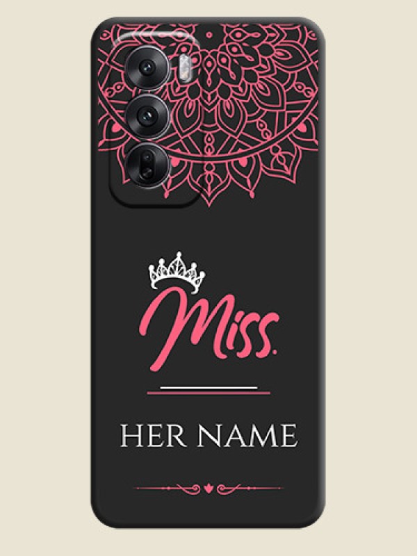 Custom Mrs Name with Floral Design On Space Black Custom Soft Matte Mobile Back Cover - Oppo Reno 12 5G - alternate view