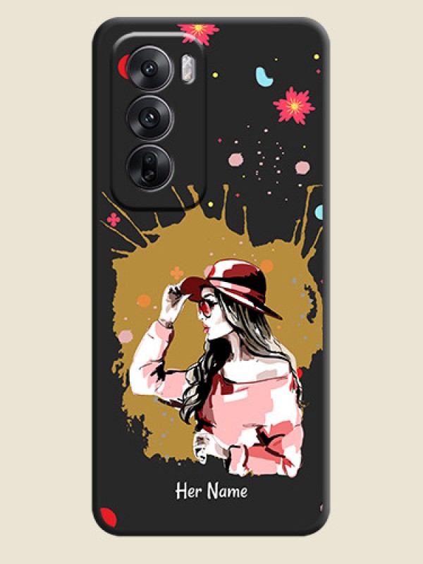 Custom Mordern Lady With Color Splash Background With Custom Text On Space Black Custom Soft Matte Mobile Back Cover - Oppo Reno 12 5G - alternate view