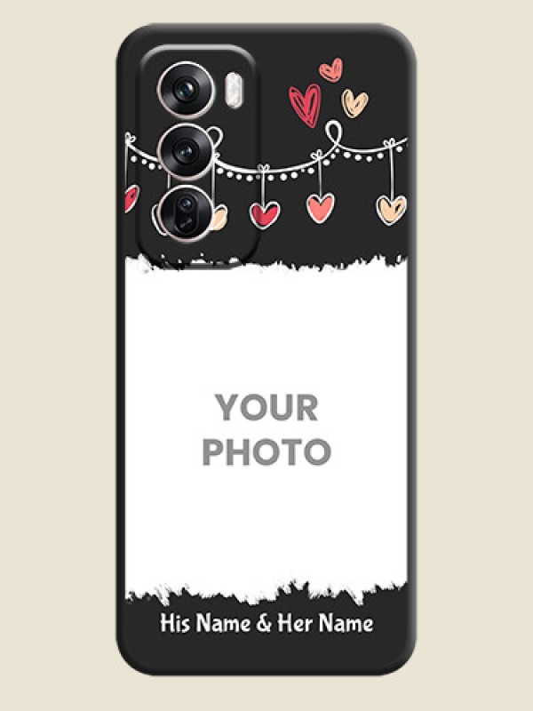 Custom Pink Love Hangings with Name On Space Black Custom Soft Matte Mobile Back Cover - Oppo Reno 12 Pro 5G - alternate view