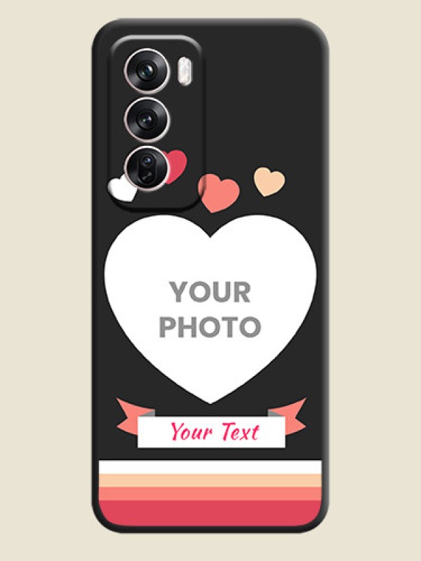 Custom Love Shaped Photo with Colorful Stripes On Space Black Custom Soft Matte Mobile Back Cover - Oppo Reno 12 Pro 5G - alternate view