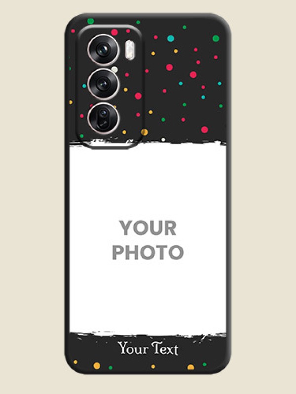 Custom Multicolor Dotted Pattern with Text On Space Black Custom Soft Matte Mobile Back Cover - Oppo Reno 12 Pro 5G - alternate view