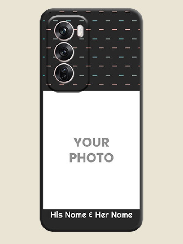 Custom Line Pattern Design with Text On Space Black Custom Soft Matte Mobile Back Cover - Oppo Reno 12 Pro 5G - alternate view