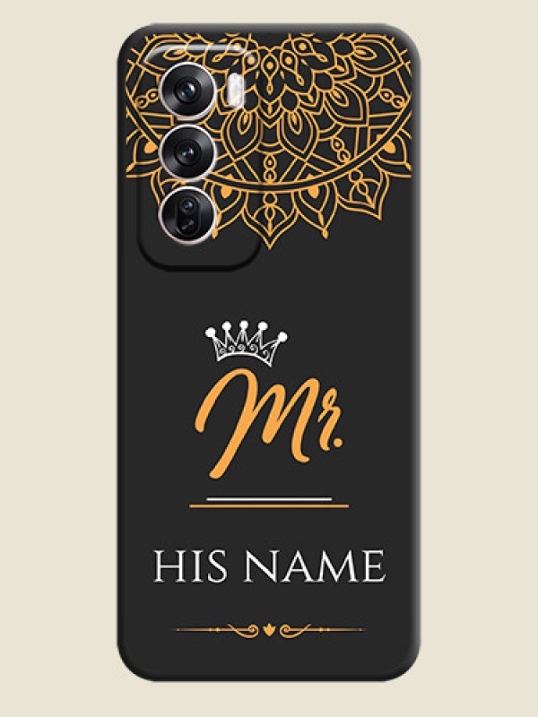 Custom Mr Name with Floral Design On Space Black Custom Soft Matte Mobile Back Cover - Oppo Reno 12 Pro 5G - alternate view
