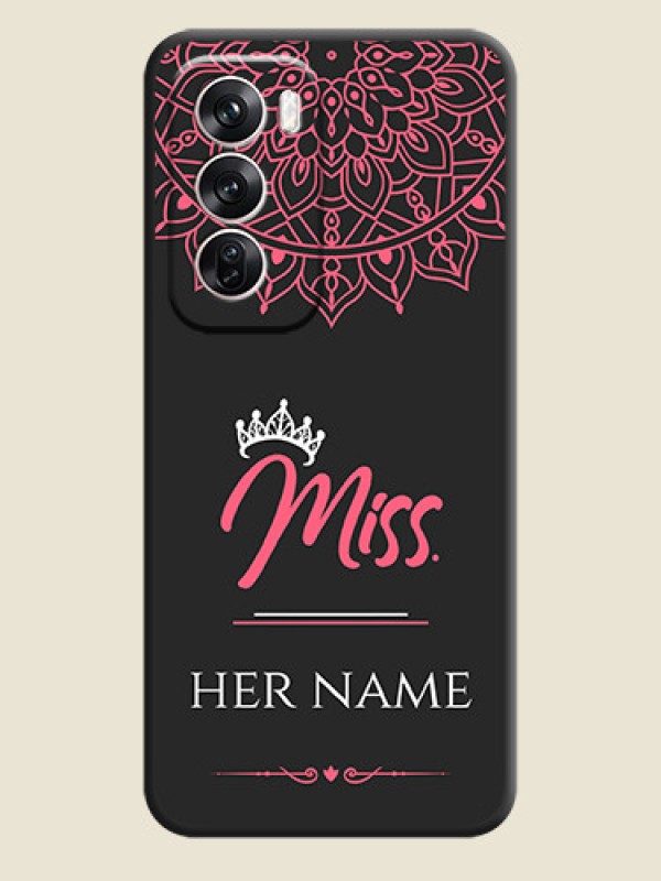 Custom Mrs Name with Floral Design On Space Black Custom Soft Matte Mobile Back Cover - Oppo Reno 12 Pro 5G - alternate view