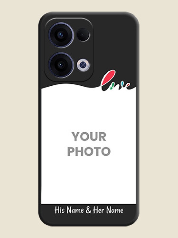 Custom Fall in Love Pattern with Picture on Photo On Space Black Custom Soft Matte Mobile Back Cover - Oppo Reno 13 5G - alternate view