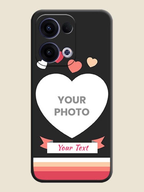 Custom Love Shaped Photo with Colorful Stripes On Space Black Custom Soft Matte Mobile Back Cover - Oppo Reno 13 5G - alternate view