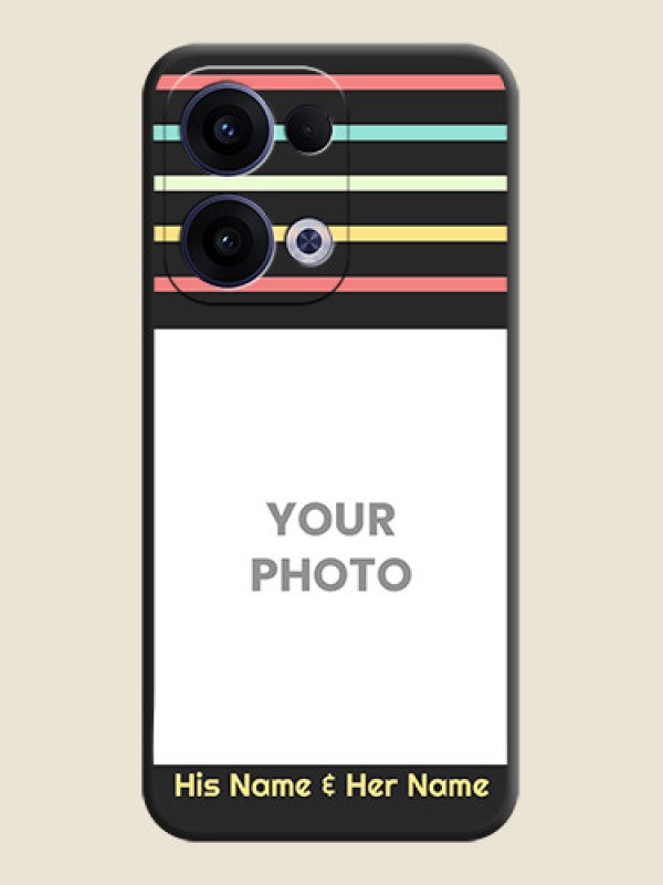 Custom Color Stripes with Photo and Text on Photo On Space Black Custom Soft Matte Mobile Back Cover - Oppo Reno 13 5G - alternate view