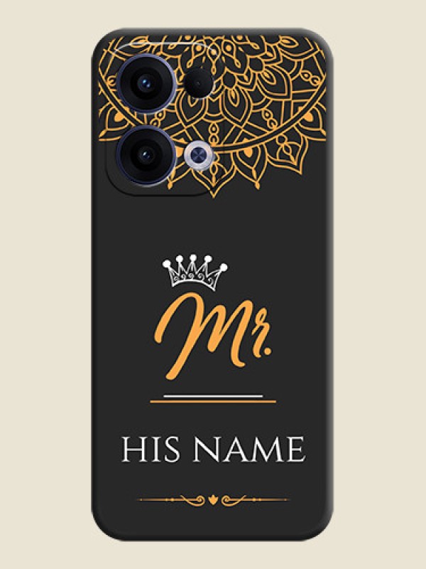 Custom Mr Name with Floral Design On Space Black Custom Soft Matte Mobile Back Cover - Oppo Reno 13 5G - alternate view