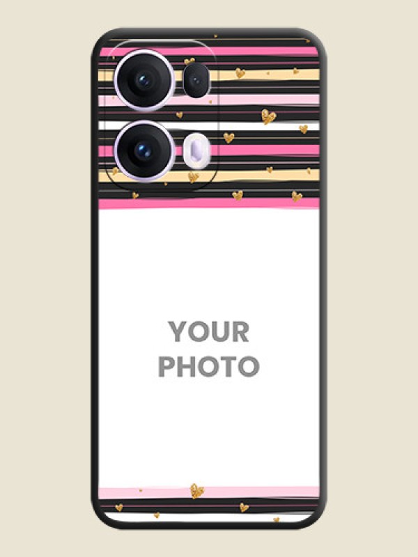 Custom Multicolor Lines and Golden Love Symbols Design on Photo On Space Black Custom Soft Matte Mobile Back Cover - Oppo Reno 13 Pro 5G - alternate view