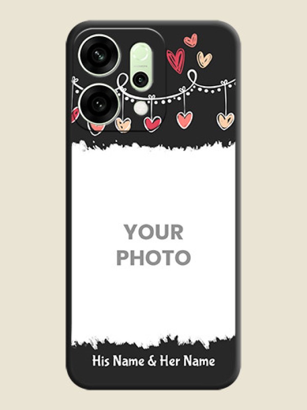 Custom Pink Love Hangings with Name On Space Black Custom Soft Matte Mobile Back Cover - Oppo Reno 14 5G - alternate view