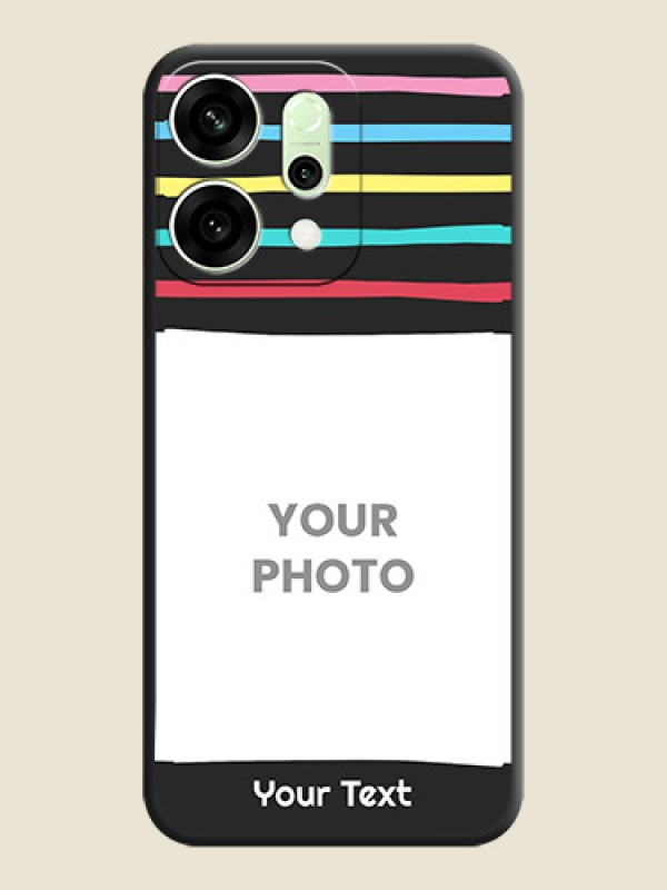 Custom Multicolor Lines with Image On Space Black Custom Soft Matte Mobile Back Cover - Oppo Reno 14 5G - alternate view