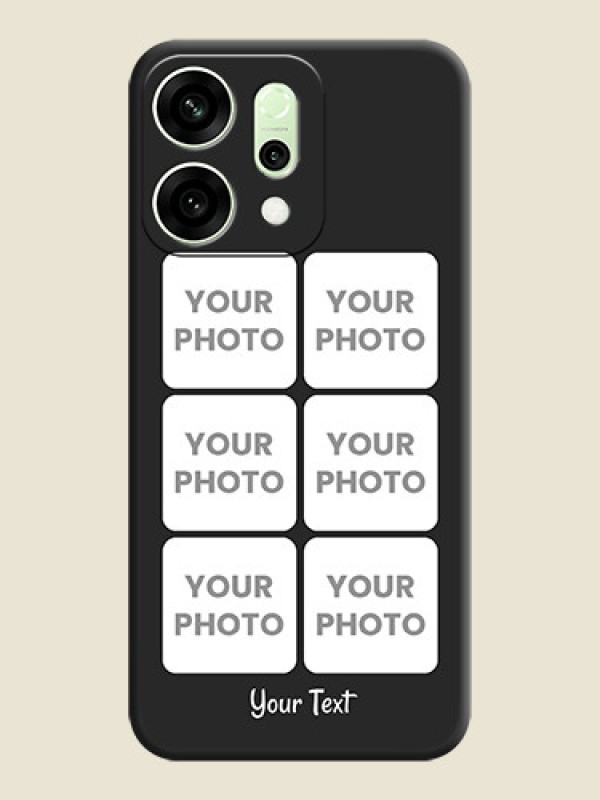 Custom Floral Art with 6 Image Holder on Photo On Space Black Custom Soft Matte Mobile Back Cover - Oppo Reno 14 5G - alternate view